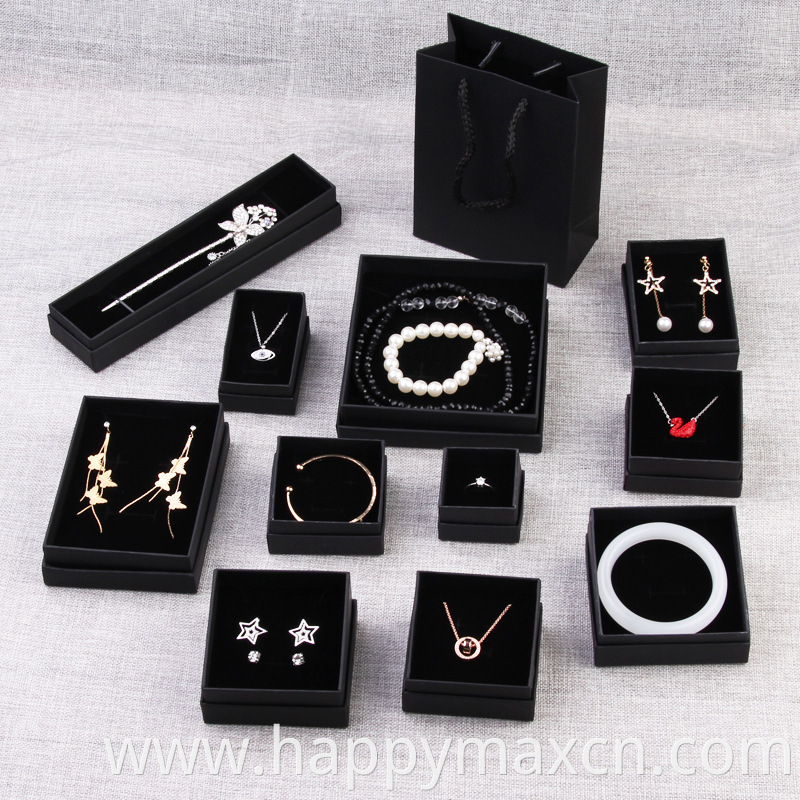 Wholesale Custom Logo High Quality Black Gift Box With Lid Jewelry Boxes For Packaging recycled jewelry packing